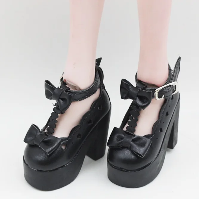 all black Модные туфли на высоком каблуке 7,8 см с бантиком; 60 см; 1/3; BJD куклы; аксессуары к платью; лучший подарок для девочек; игрушки - Цвет: all black