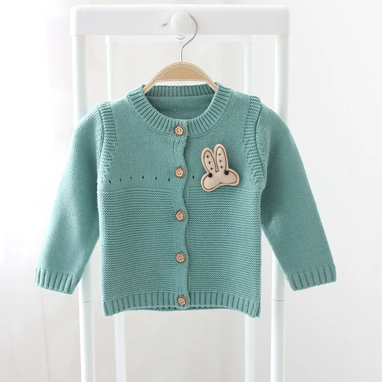 Детский свитер на весну и осень милый кардиган с рисунком кролика для девочек