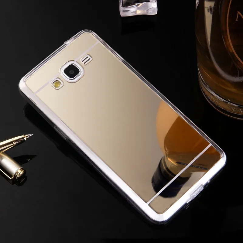 Для samsung Galaxy J2 премьер Роскошные золотое покрытие ТПУ Зеркало чехол для Grand Prime