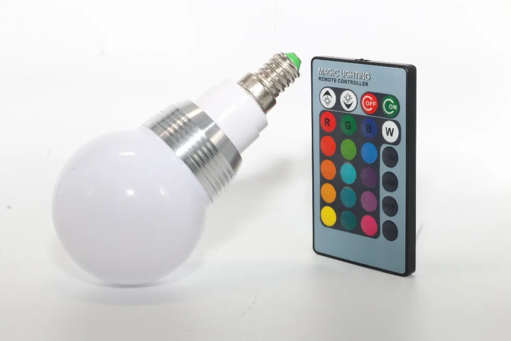 Точечный светильник, светодиодный RGB лампочка E27/B22/E14 с регулируемой яркостью, волшебный праздничный светодиодный светильник, AC110V 220 В, 3 Вт, ИК-пульт дистанционного управления, 16 цветов, умный