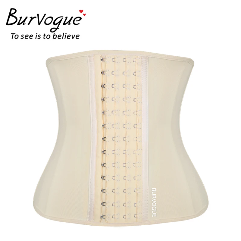 Burvogue, Женский латексный корсет, 9 стальных костей, 4 крючка и глаза, поясные корсеты и бюстье, корсет для похудения