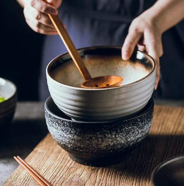 Японский стиль керамическая кухонная миска для риса большая миска для супа Ramen для пикника набор столовой посуды для кухни контейнер для еды обеденная миска LF360