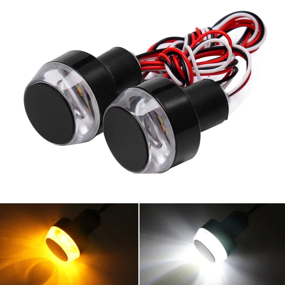 Кафе Racer 1 пара LED мотоциклетный руль концевой сигнал поворота 22 мм желтый белый
