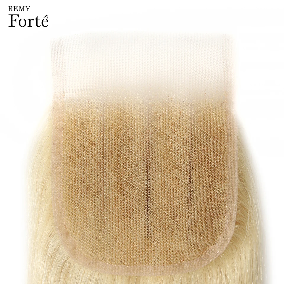 Remy Forte 613 пряди с закрытием, бразильские вплетаемые пряди, медовый блонд, прямые пряди с закрытием, remy волосы для наращивания