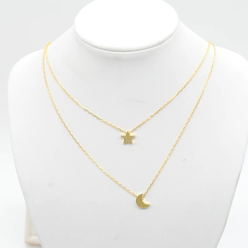 Fashion Charm Women Moon and Star Pendant Necklace Silver / Rose Gold Collar Chain Necklaces New Jewelry FY*SS0158#C04 | Украшения и