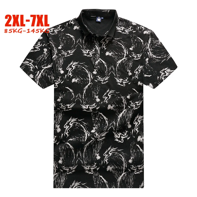 Новая Винтажная Мужская рубашка поло 5XL 6XL 7XL размера плюс Мужская рубашка поло летняя повседневная Свободная рубашка поло с коротким рукавом для больших мужчин