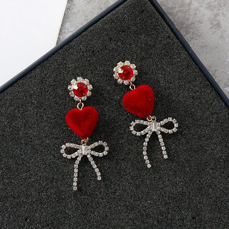 2018 новый темперамент бархат сердце любовь Серьги для Для женщин со стразами
