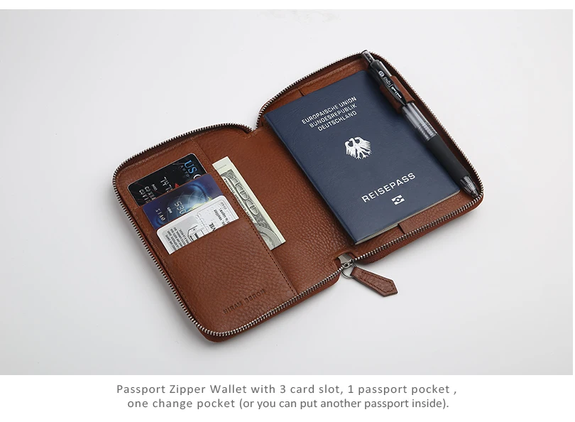 Держатель для паспорта Бизнес большой емкости RFID Блокировка молния подлинный кошелек для мужчин ID держатель для карт пользовательское имя этикетка Прямая поставка
