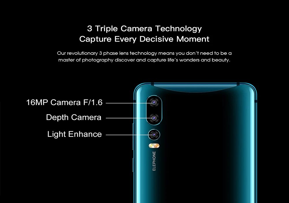 Elephone U2 6,2" FHD+ экран Face ID 6 ГБ+ 128G мобильный телефон Android 9,0 MT6771T Восьмиядерный 4G LTE смартфон