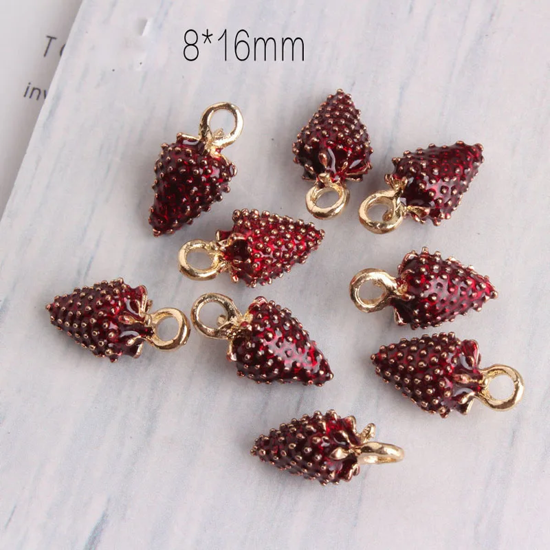 New YZ290 10 Pieces of 8*16mm Oil Drop Berry Fruit Enamel Charms - Perfect for Bracelet DIY, Gold Metal Pendant Earring, and Jewelry Accessories image 2