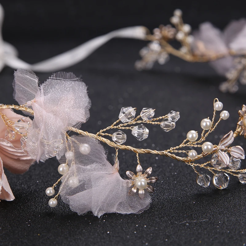 New Fashion Wedding Hair Jewelry Gold Tiara Crown Headbands Crystal Pearl Women Accessories Flower Headpiece Ornament Gift | Украшения и