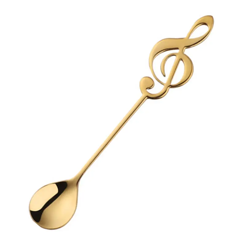 Gold OBR, нержавеющая сталь, музыкальная ручка, ложка для эспрессо, чая, перемешивания, для смешивания, сервировочная ложка, для мороженого, кофе, совок, кухонные аксессуары - Цвет: Gold