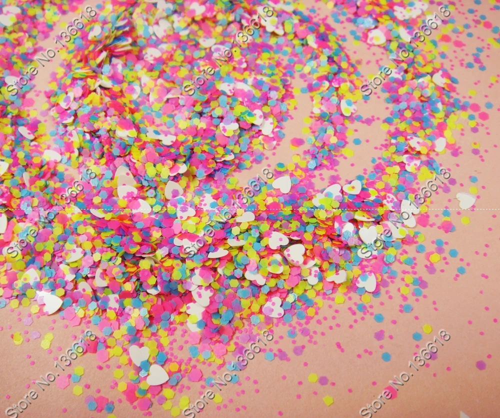 Стойкие к растворителям блестки матовые неоновые цвета смешанные шестиугольные