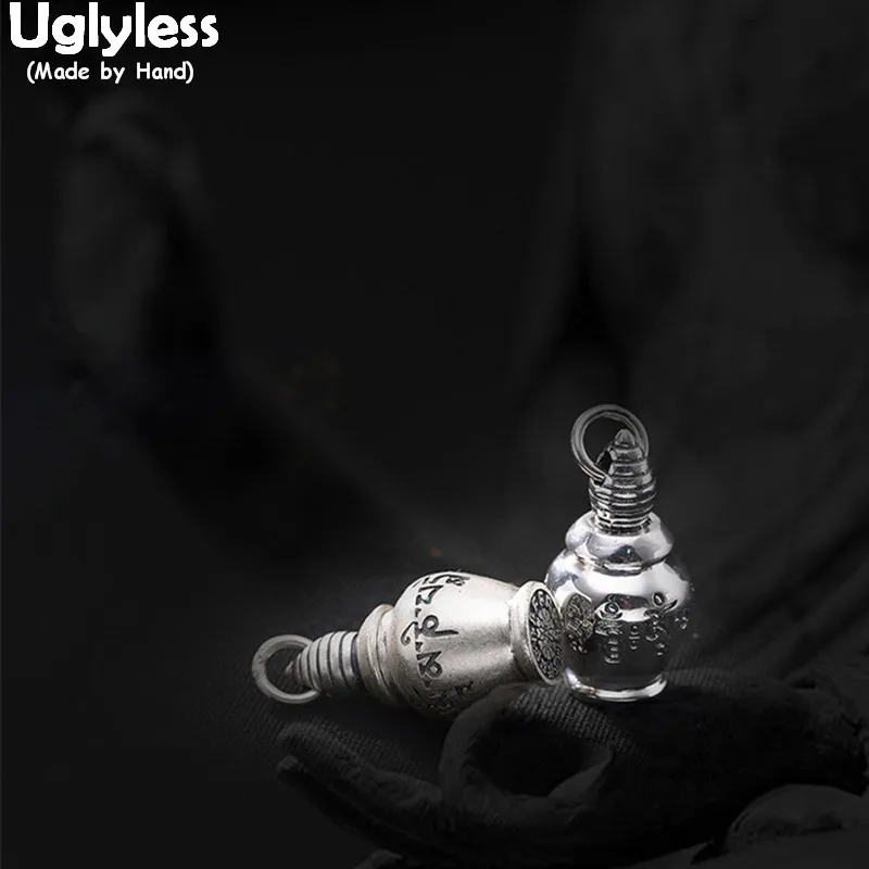 

Uglyless Real 999 изящная серебряная коробка унисекс, кулон Gaudencio Stupa без ожерелья, оплеиваемая пагода, бижутерия, санскрит, мантра, Bijoux
