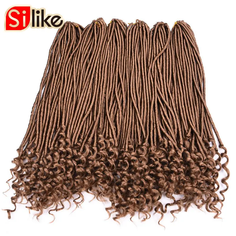 Silike 20 дюймов богиня Faux locs Curly вязанные волосы 24 корня/упаковка искусственные замки синтетические вязанные косички для наращивания волос
