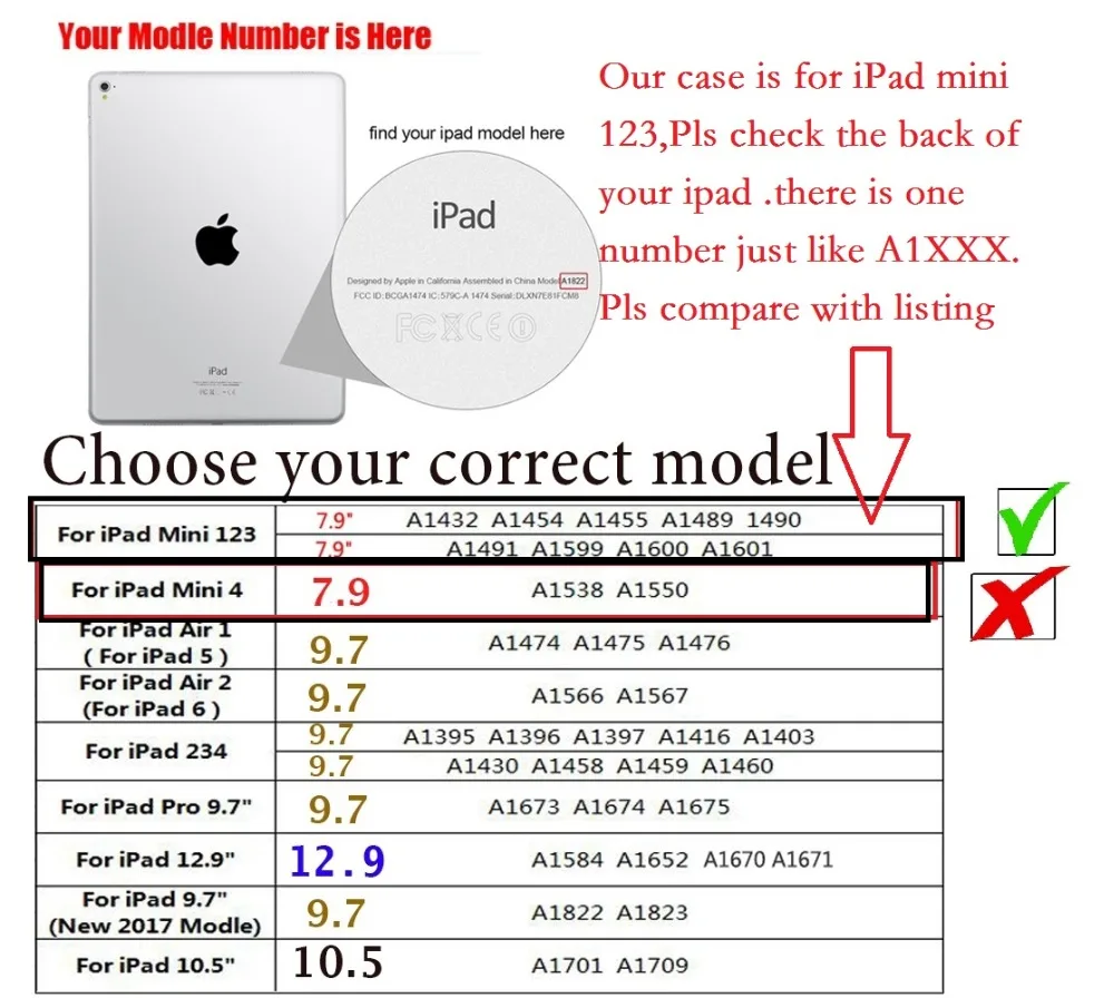 Роскошный чехол Crown 7 9 ''для iPad mini умный флип-чехол из искусственной кожи A1430