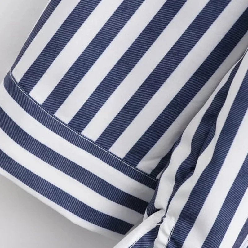 SCQP Карман Знак Вышивка Полосатые Женские Рубашки Студент Мода Женская Верхняя