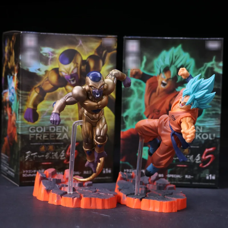 1set in box Dragon Ball Z Son Goku VS Frieza ПВХ фигурка DBZ Супер Saiyan Goku Gold Frieza конфронтация модель игрушки 15 см - Цвет: 1set in box