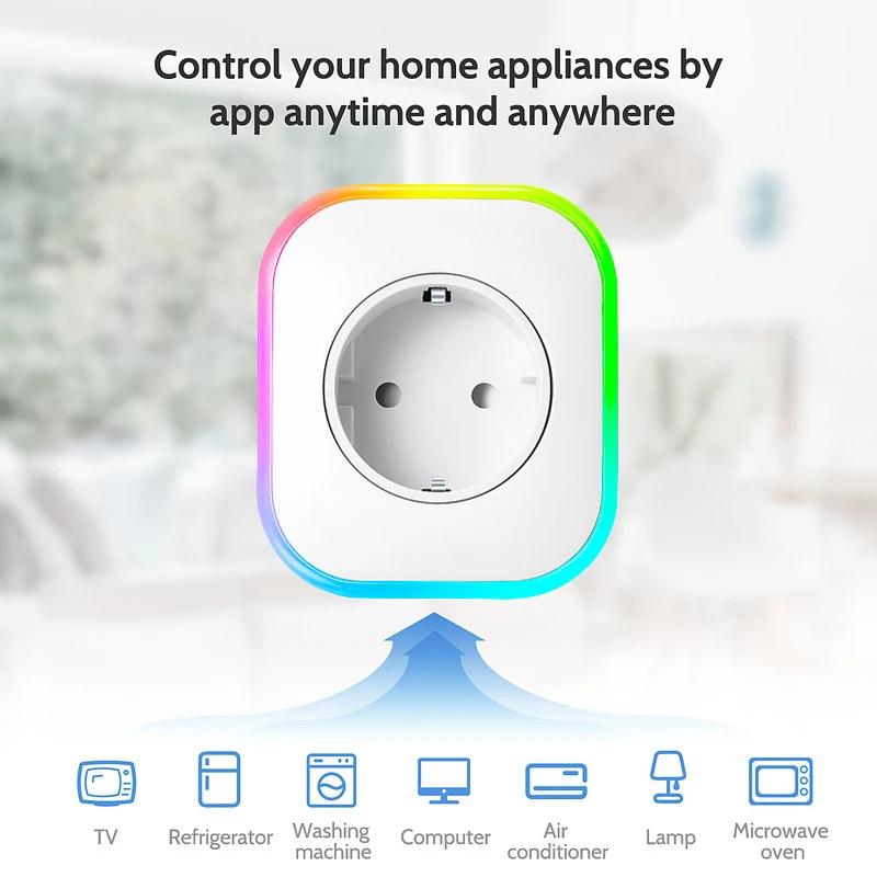 AVATTO ЕС RGBW wifi умная вилка с 1 usb зарядным портом, Беспроводная розетка умная розетка с Google Home, голосовое управление Alexa