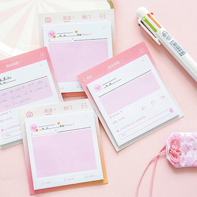 Kawaii розовые липкие сообщение заметки NFC стикер 30 листов студенческим пакетом Office