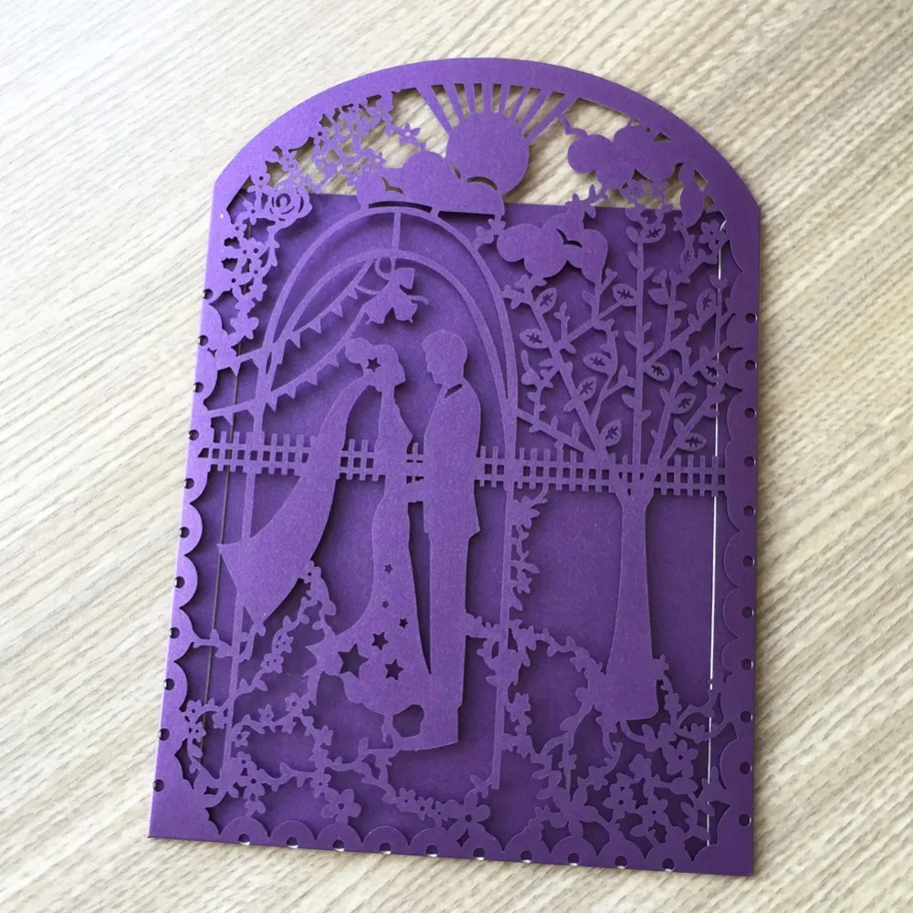 

30pcs Laser Cut Bride and Groom Marriage Wedding Invitations Cards Greeting Cards Pearl PaperCards Postcard Event Party Supplies
