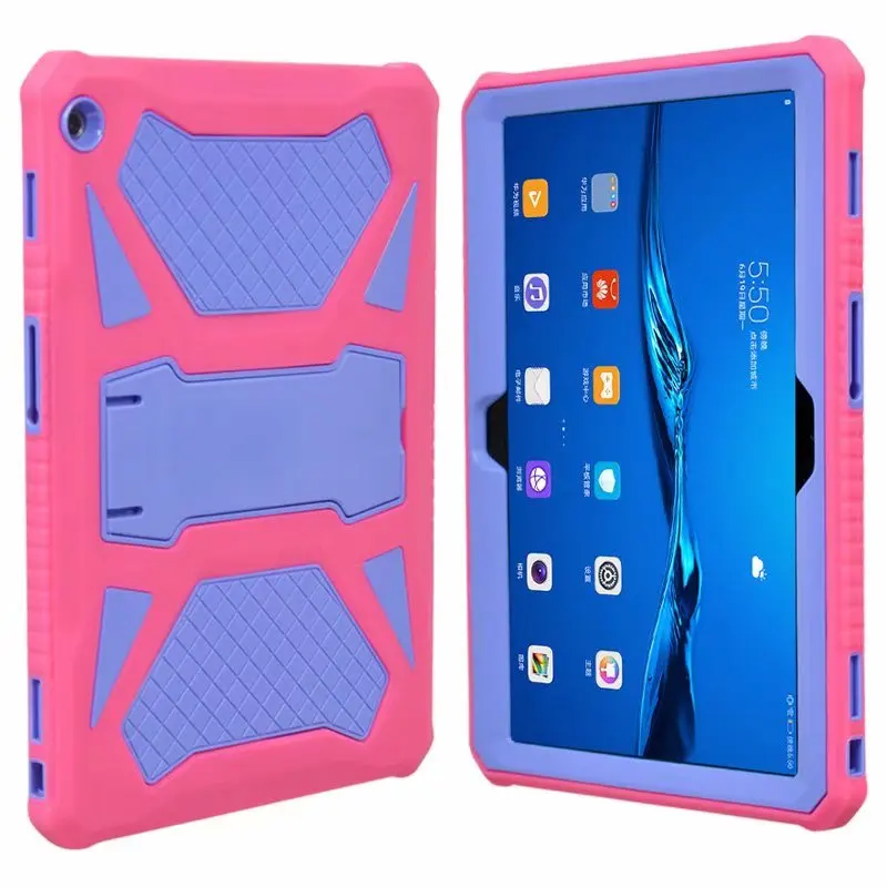 Силиконовый+ поликарбонатный чехол для всего тела для T3 9,6 ''AGS-L09 AGS-L03 AGS-W09 планшета ударопрочный корпус для huawei MediaPad T3 10 планшетный ПК+ подставка для ручек - Цвет: Фиолетовый