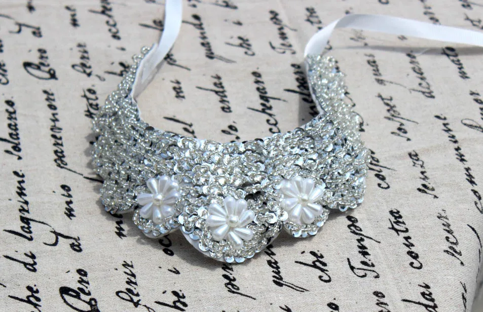 2015 Новый Модный нагрудник ожерелье серебряное с тремя цветами кулон колье