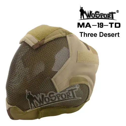 MA-19-TD Wosport Спорт полный маска завернутый защитный военно-тактические для игры в страйкболл, войнушки защитная сетка Сталь пейнтбол маски для лица - Цвет: MA-19-TD