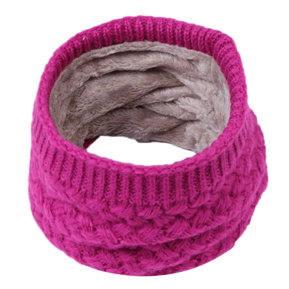 Hot Pink Детский зимний теплый шарф для девочек, для мальчиков детская трикотажная футболка с воротником и шейные платки - Цвет: Hot Pink