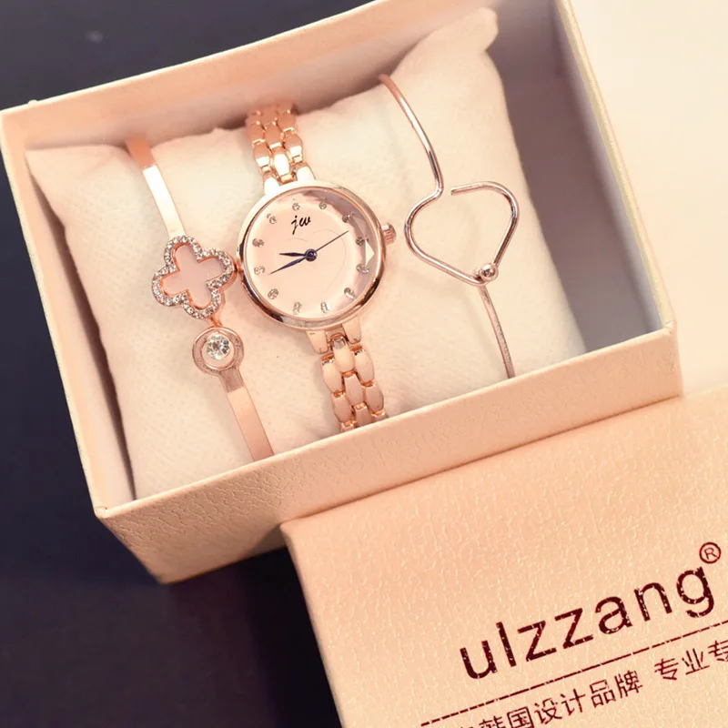 Роскошные изысканные аксессуары женские часы и два браслета коробка тонкие