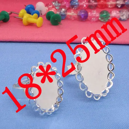 10pcs New Arrival Wholesale Silver Plated inner 13*18/18*25/30*40mm Cameo Setting Cabochons Tray Ring Blank Settings
