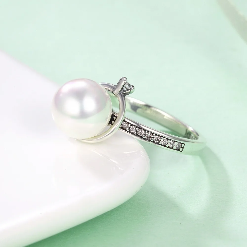 HoHangFuk уникальный стерлингового серебра 925 модные яркие CZ & Pearl перстни для Для