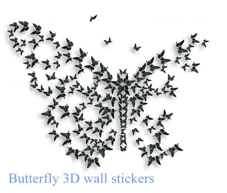 24 шт./лот ПВХ 3D DIY Бабочка наклейки на стену домашний декор плакат для кухни комнаты клей декоративные настенные наклейки