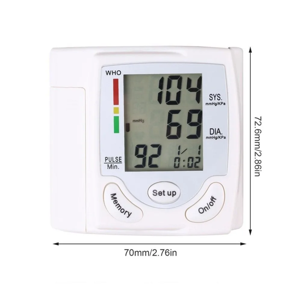 

Portable Blood Pressure Automatic Digital LCD Display Wrist Blood Pressure Monitor Heart Beat Rate Pulse Meter Measure Dropship