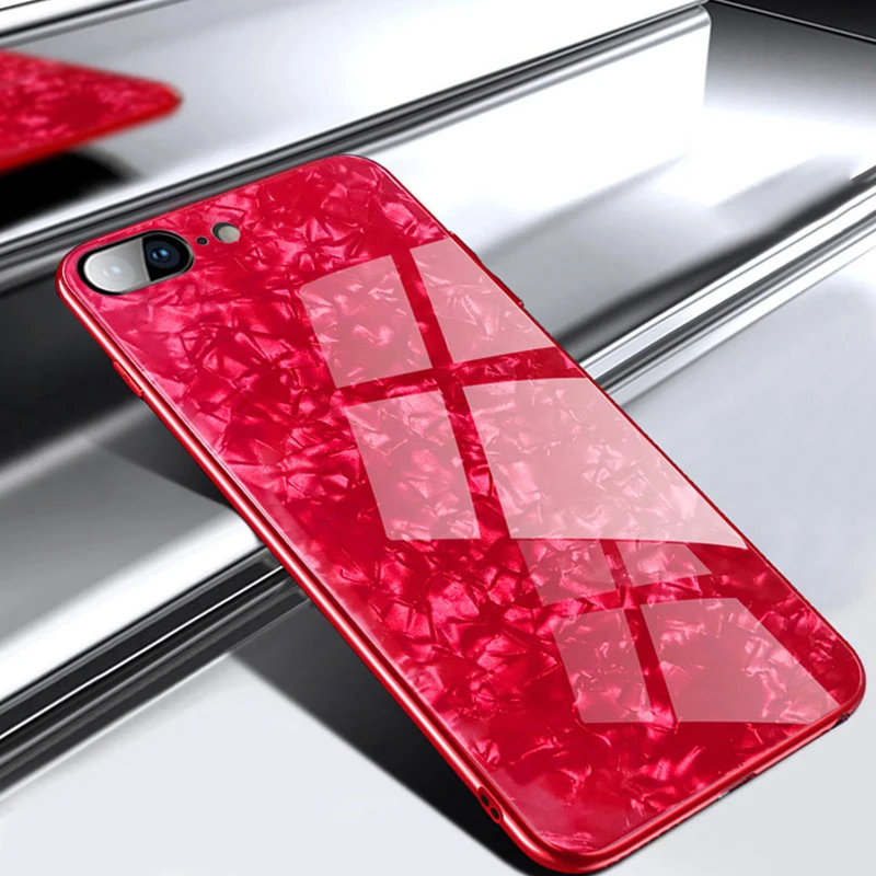 Роскошный чехол из закаленного стекла для iPhone 7 Plus жесткая задняя крышка мягкая