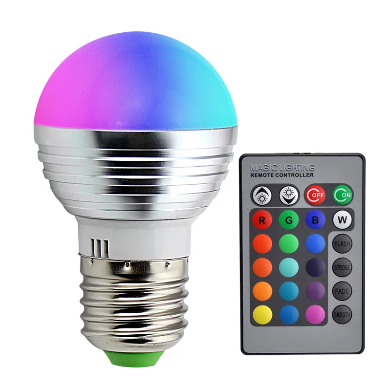 Светодиодный 3 Вт RGB + 24key RF пульт дистанционного управления красочная лампа