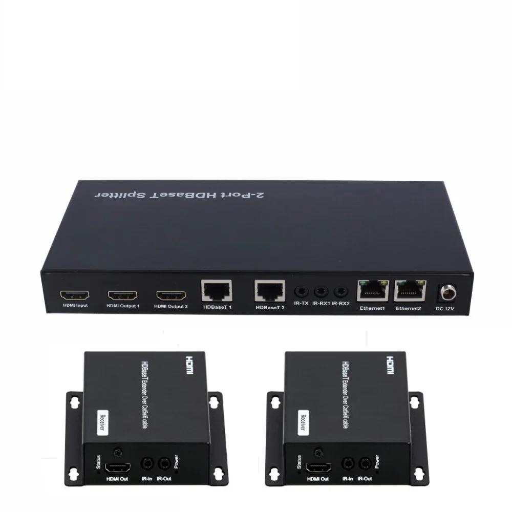 PUZHIJIE 4K Φ поддерживает POC RS232 100M Pass through 1x2 распределитель HDBaseT extender over cat5e/6 cable|Кабели