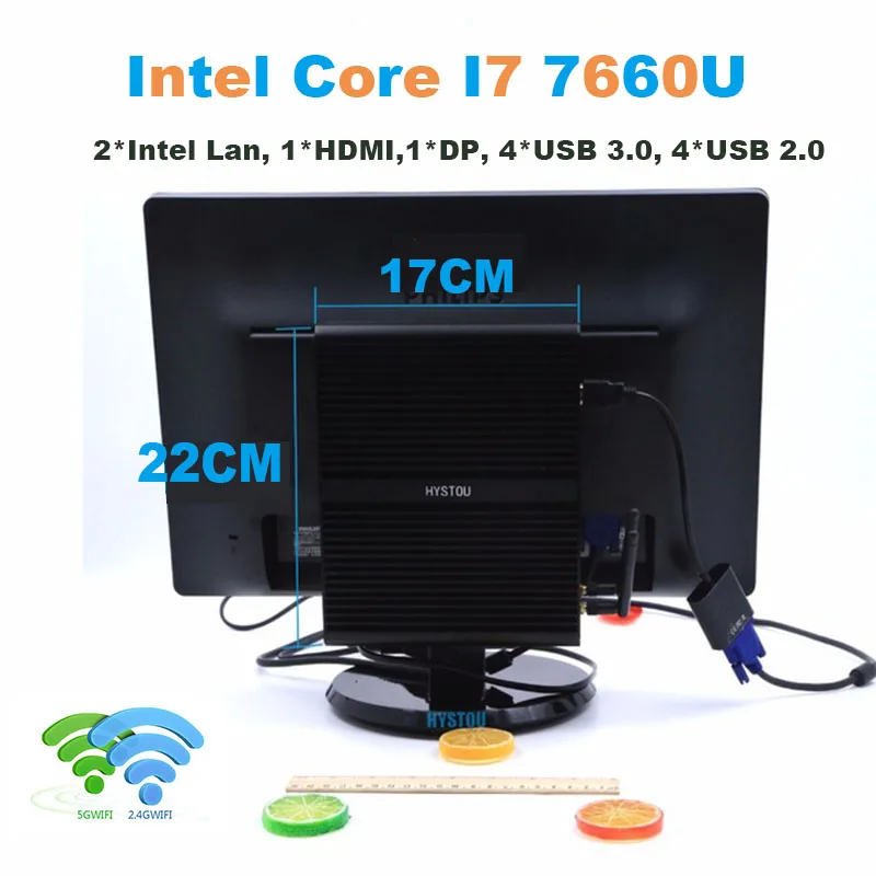 NGFF SSD DDR4 ram Dual Lan безвентиляторный мини ПК Intel Core I7 7660U i5 7260U Linux DP HDMI настольный компьютер 4K HD HTPC
