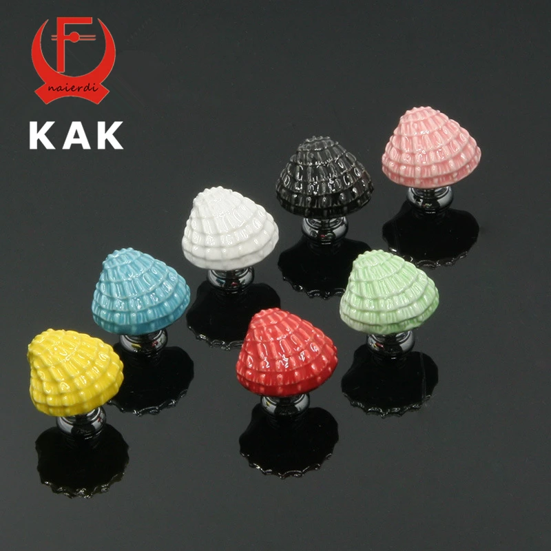 

KAK Ceramic Ocean Shell Drawer Knobs Mediterranean style Cabinet Cupboard door handles Novelty Fashion Furniture Handles