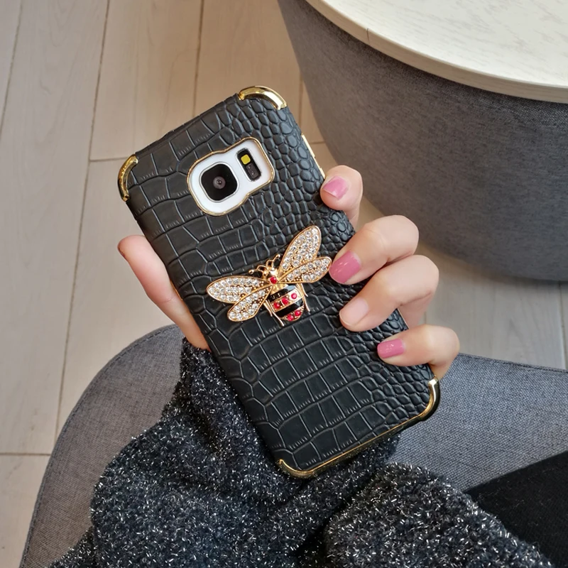 Чехол из крокодиловой кожи с алмазной Пчелкой для iphone XR XS Max чехол покрытием