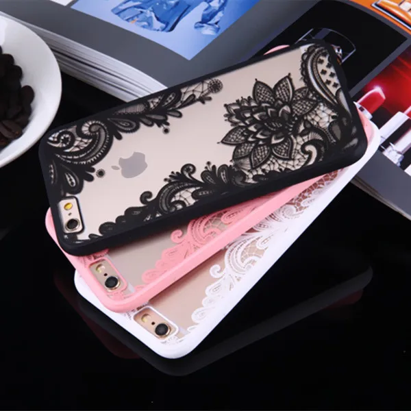 STROLLIFE Phone Cases For iPhone 7 cover Sexy Black Lace Floral Vintage Flower Clear Back Cover iphone 7Plus 6 6s 5s Capa |