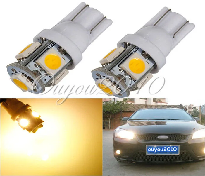 10 шт./лот теплый белый 3000K T10 W5W 5 SMD 5050 Светодиодные Автомобильные номерные знаки