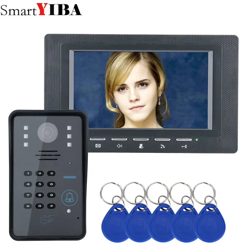 SmartYIBA " дюймовый монитор черный RFID пароль видео домофон дверной звонок с ИК-камерой система контроля доступа - Цвет: 817BMJSA11