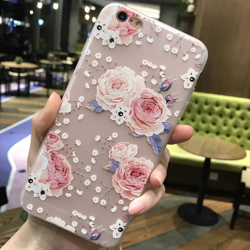 KaiNuEn Роскошные 3d цветок ТПУ телефон назад копировать capinha coque чехол для Iphone 6 6S s Apple