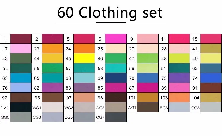 60 Clothing Set TOUCHFIVE маркер 30/40/60/80/168 Цвета маркер для рисования на спиртовой основе чайник Набор ручек для рисования манга двойной головой арт ручки, маркеры для рисования - Цвет: 60 Clothing Set