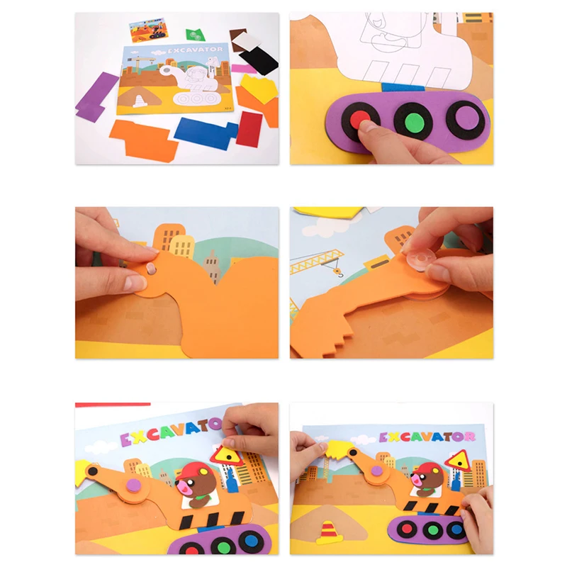 Подвижные DIY мультфильм 3D стикеры с пеной эва 20 дизайнов головоломки серии