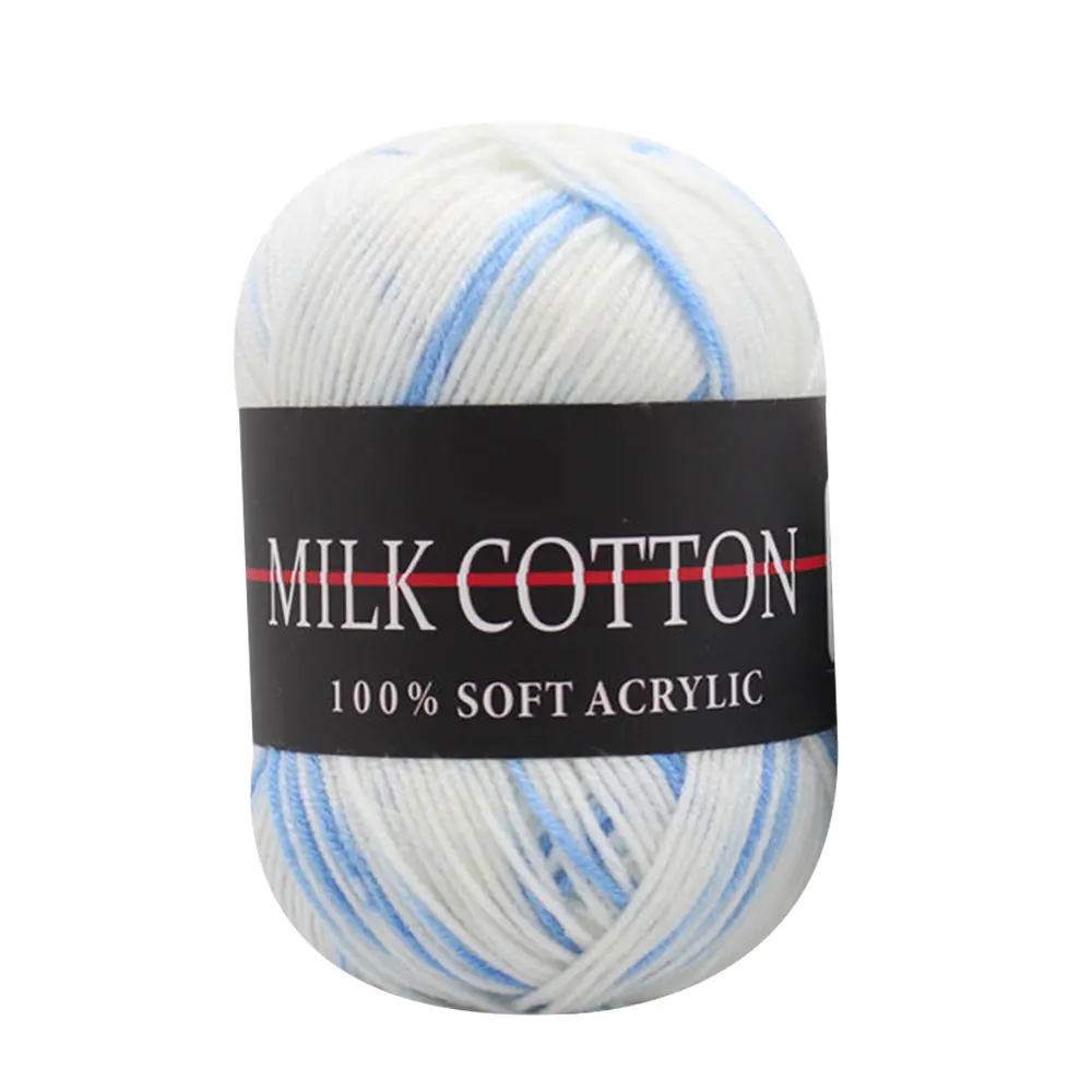09 white blue 50 г хлопчатобумажная пряжа шарф ткачество камвольная вязаная перчатка теплая многоцветная Мягкая ручная работа вязание нить ПРЯЖА шар шарф шерсть пряжа - Цвет: 09 white blue