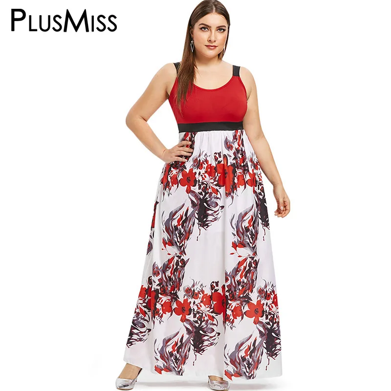 PlusMiss размера плюс XXXL XXL Цветочный принт платье на бретелях Женская одежда большой