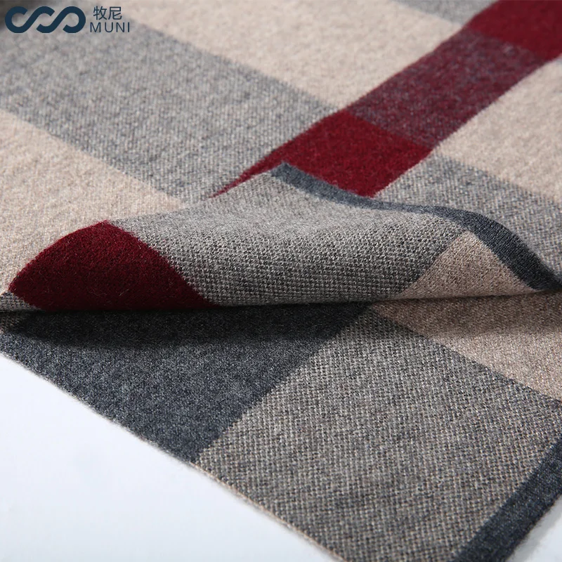 MUNI Wool Scarf Men Fashion Winter Striped Business Luxury Brand High Quality Warm Patchwork Scarves Gift | Аксессуары для одежды