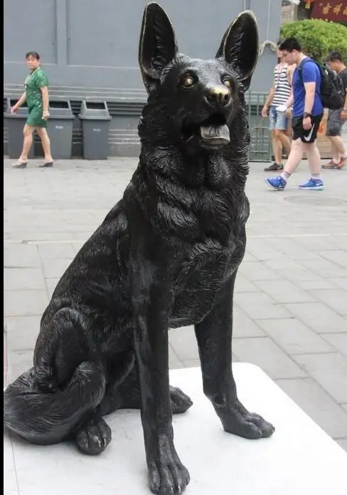 32 &quotклассический Медь резные животных собака статуя волка арт Скульптура|sculpture